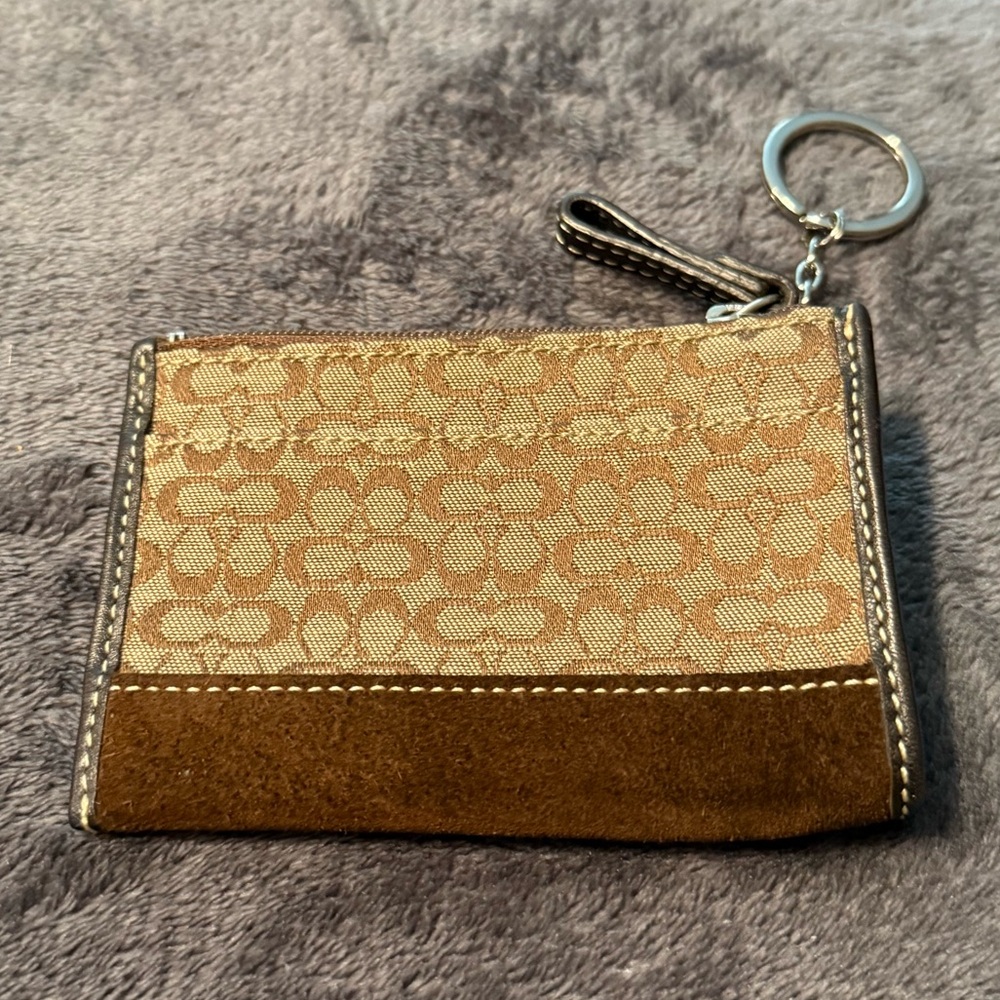 Coach Tan and Brown Leather Wallet/Coin Purse